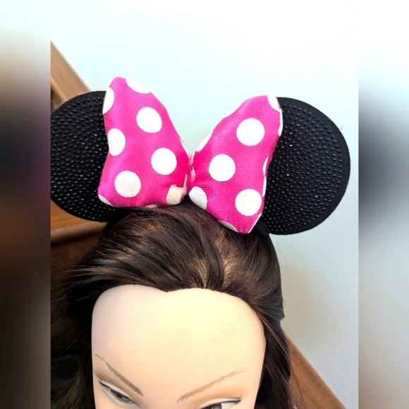 Disney Junior Minnie Mouse Pink Polka Dot Bow Kids Headband - Picture 3 of 7